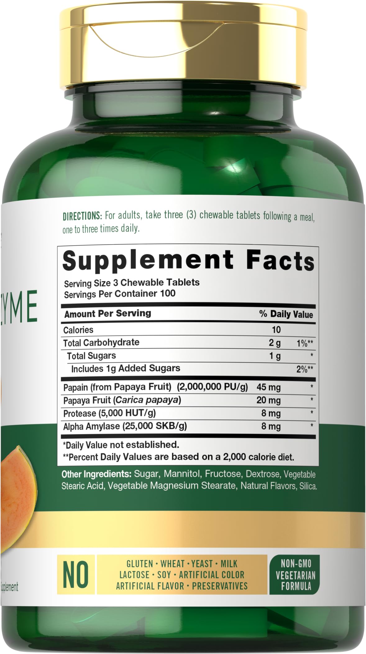 Carlyle Papaya Enzyme Chewable Tablets | Vegetarian, Non-GMO, Gluten Free Formula | Tropical Flavor